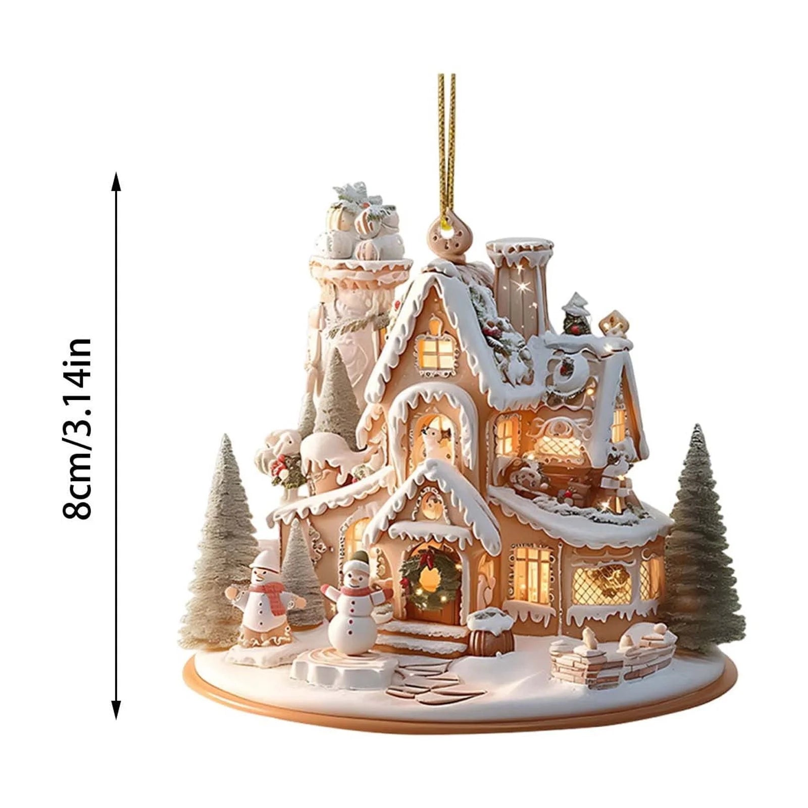 2025 Christmas Gingerbread House Ornaments, Christmas Hanging Village Houses Tree Decor, 2D Acrylic Christmas Hanging Ornaments for Christmas Tree Holiday Party Home Decoration