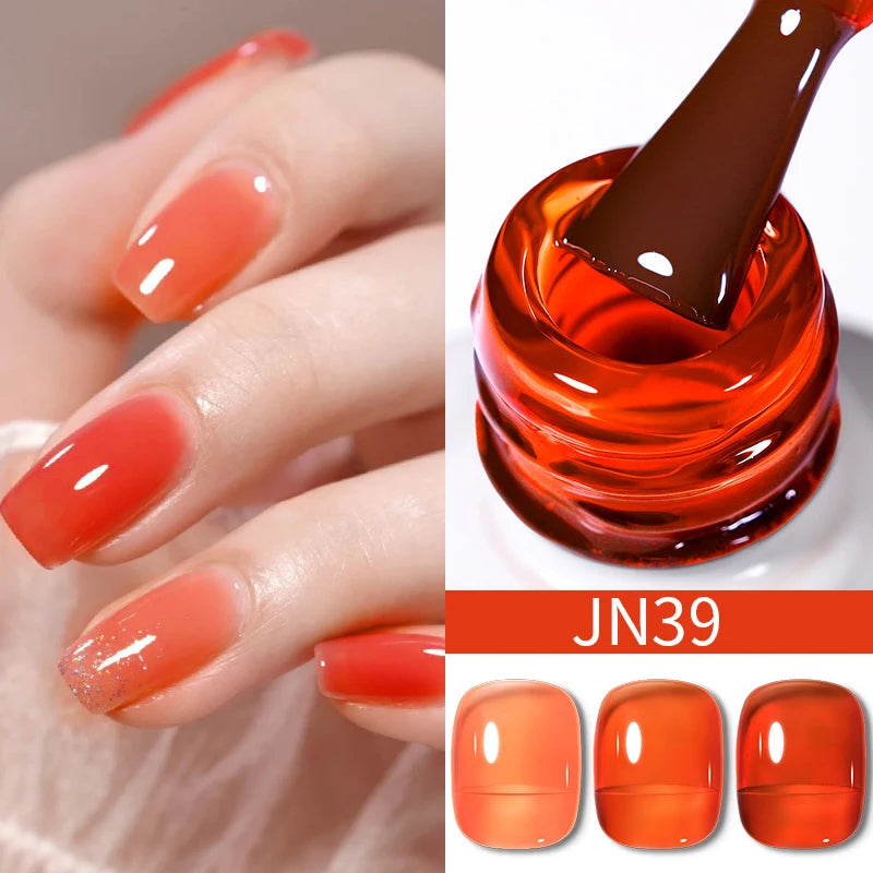 10Ml Translucent Jelly Nude Gel Nail Polish Colorful Varnish Semi Permanent UV LED Nail Art Manicure Gel