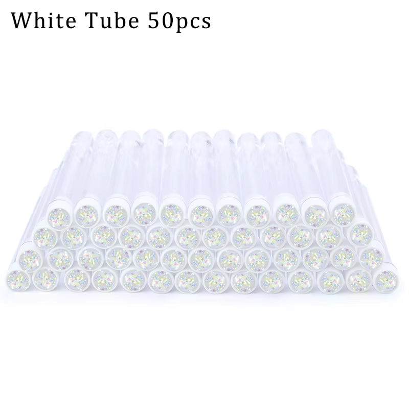 50/100Pcs Diamond Eyebrow Brush Tube Disposable Eyelash Brush Reusable Crystal Eyelash Brush Replaceable Dust-Proof Makeup Sets