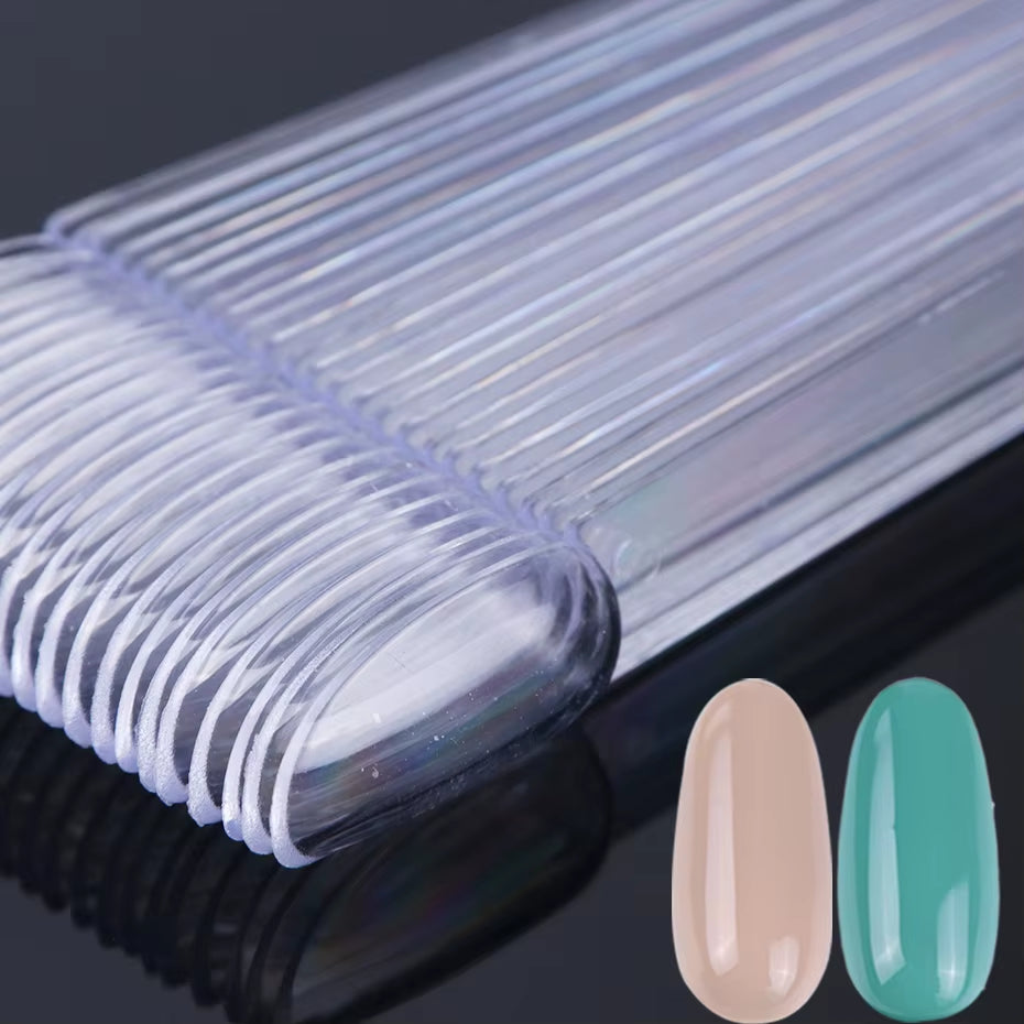 50Pcs False Nail Display Tips Clear Nature Color Chart Oval Fan Style UV Gel Polish Swatch Shows Palette Practice Manicure Tools