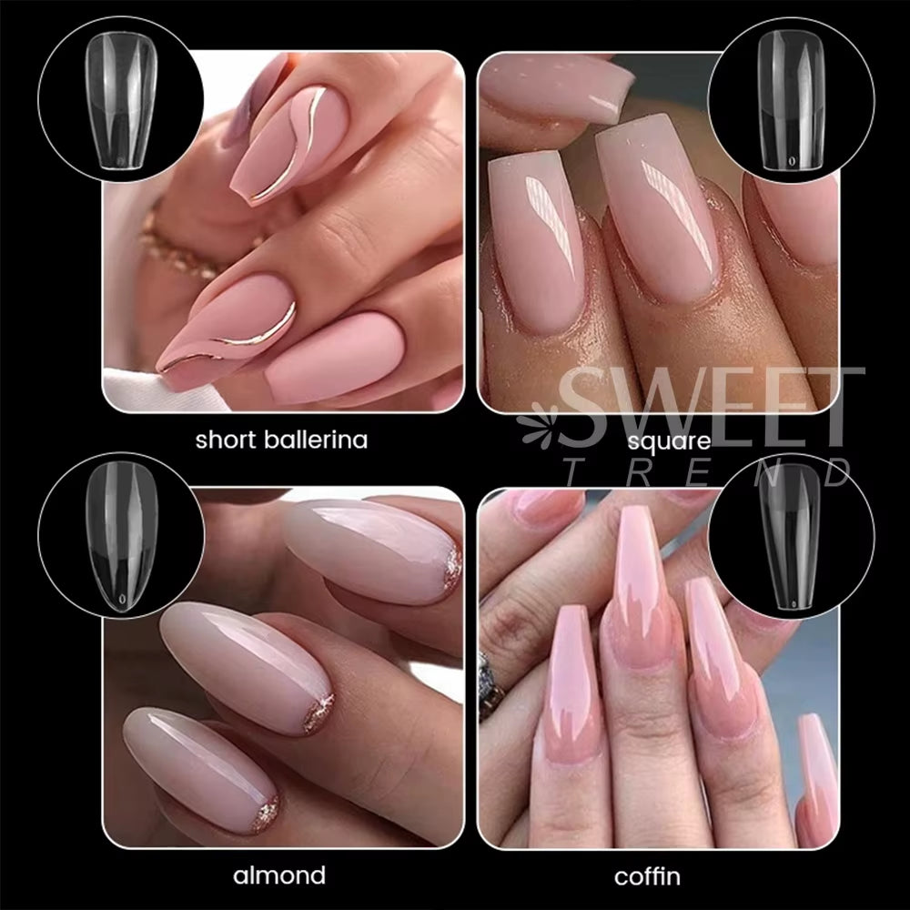 550Pcs Soft Gel Nail Tips Medium Short Almond Coffin Full Cover Matte Extension Tools Acrylic Press on Nail DIY Manicure Decor