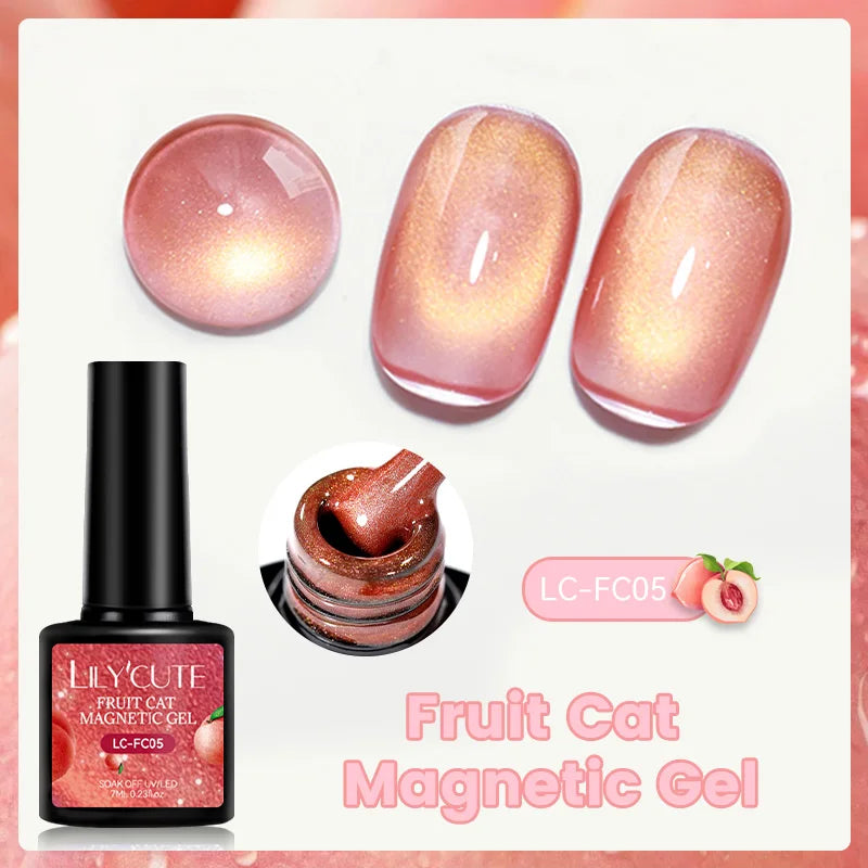 7ML 3 in 1 Platinum Rose Gold Cat Magnetic Gel Nail Polish Moonlight Magnetic Gel Varnish Glitter Semi Permanent UV Gel