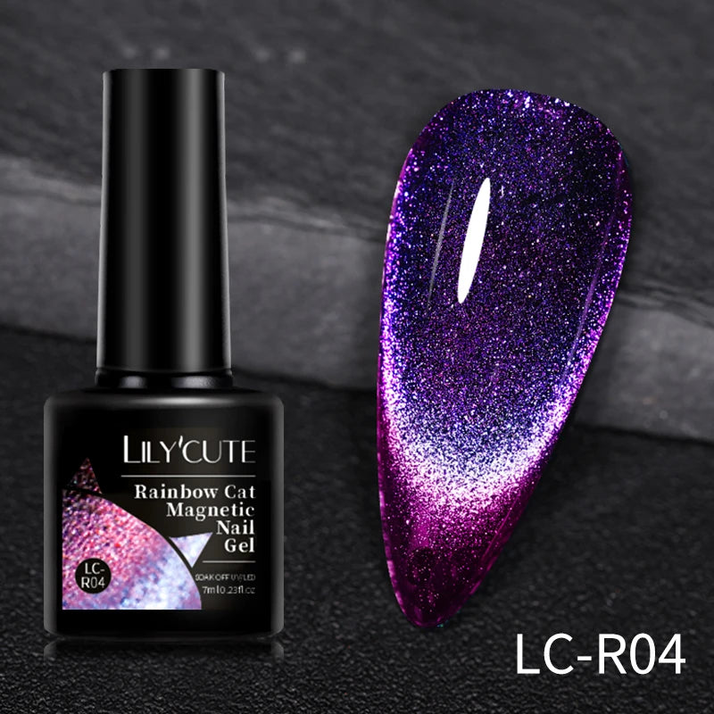 7ML 3 in 1 Platinum Rose Gold Cat Magnetic Gel Nail Polish Moonlight Magnetic Gel Varnish Glitter Semi Permanent UV Gel