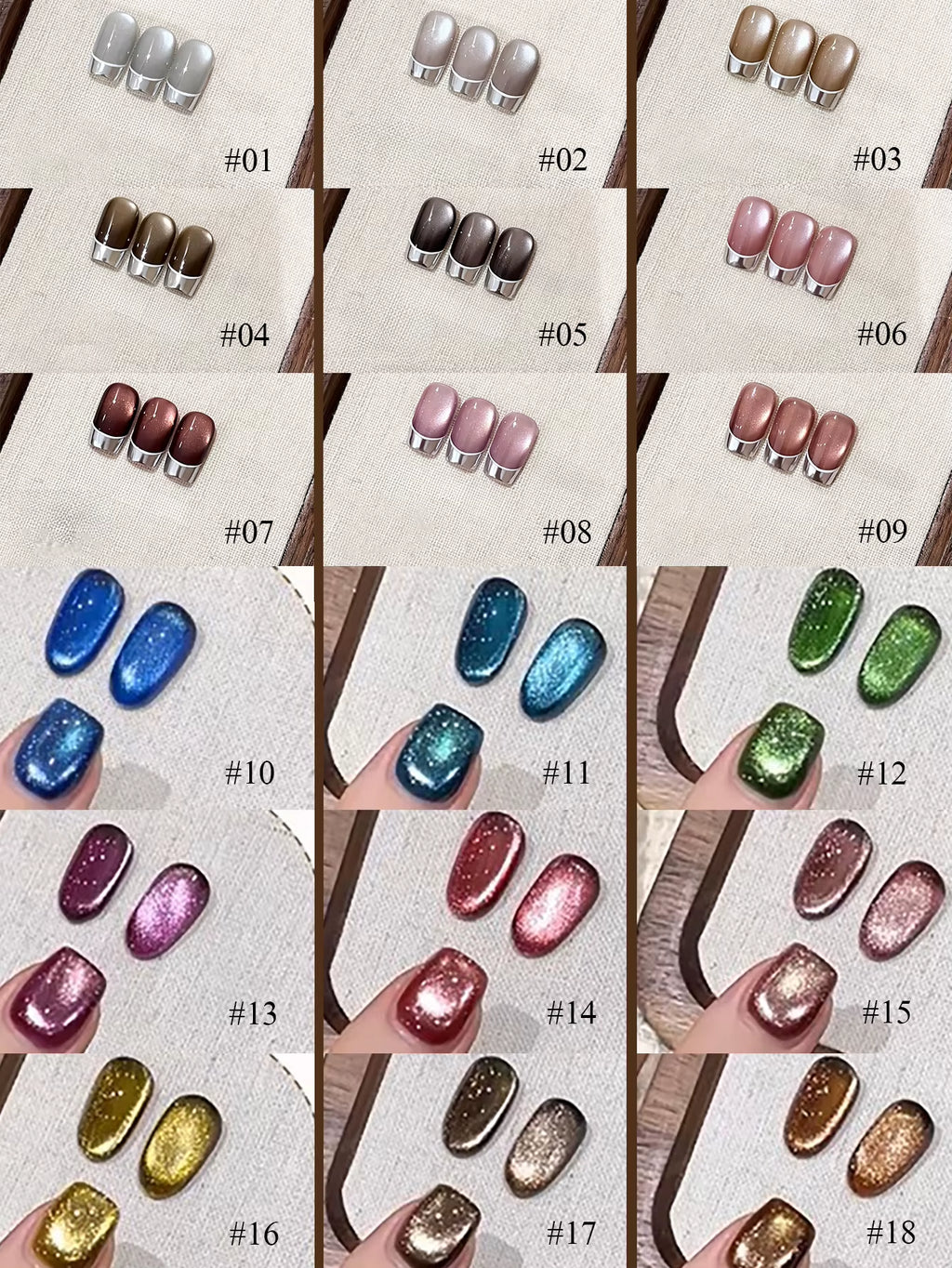 1-24Pcs WS Autumn Winter Nails Popular Black Cat Eye Gel Nail Polish Fashionable Flash Glass Beads Cat'S Eye Nail Salon Nail Art