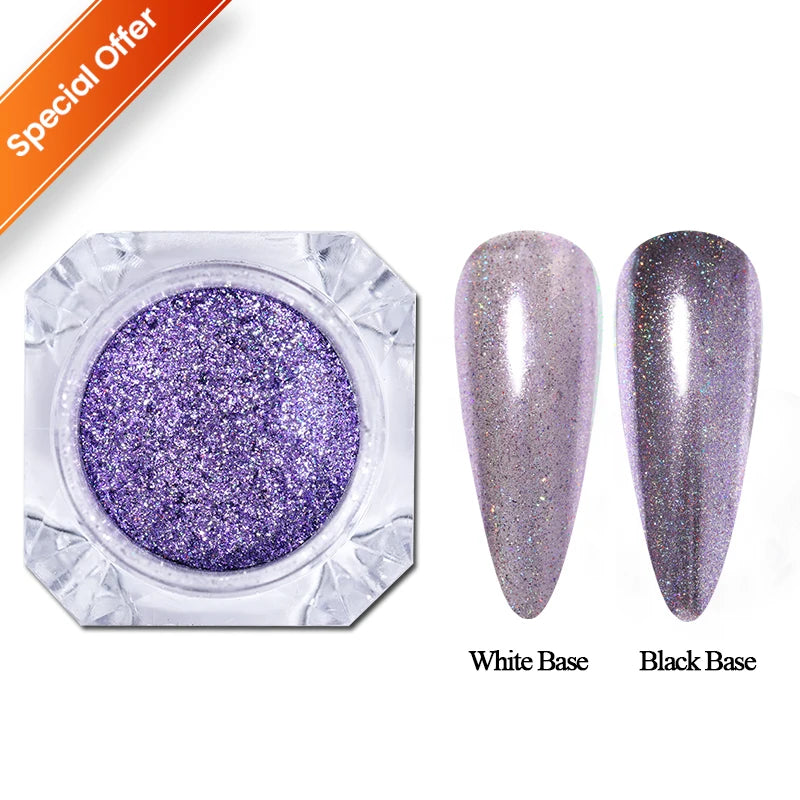 Aurora Pearl White Nails Glitter Dust Moonlight White Rubbing on Powder Shell Pigment Nail Art Supplies Decoration