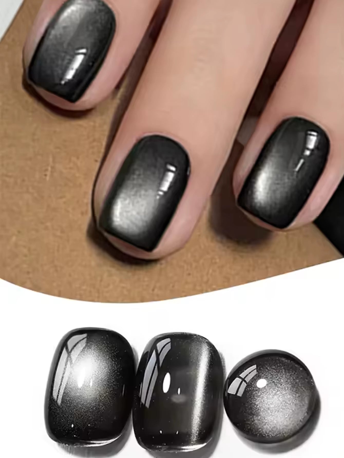 1-24Pcs WS Autumn Winter Nails Popular Black Cat Eye Gel Nail Polish Fashionable Flash Glass Beads Cat'S Eye Nail Salon Nail Art
