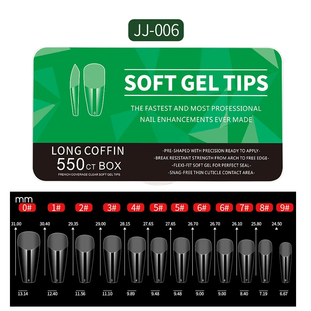 550Pcs Soft Gel Nail Tips Medium Short Almond Coffin Full Cover Matte Extension Tools Acrylic Press on Nail DIY Manicure Decor