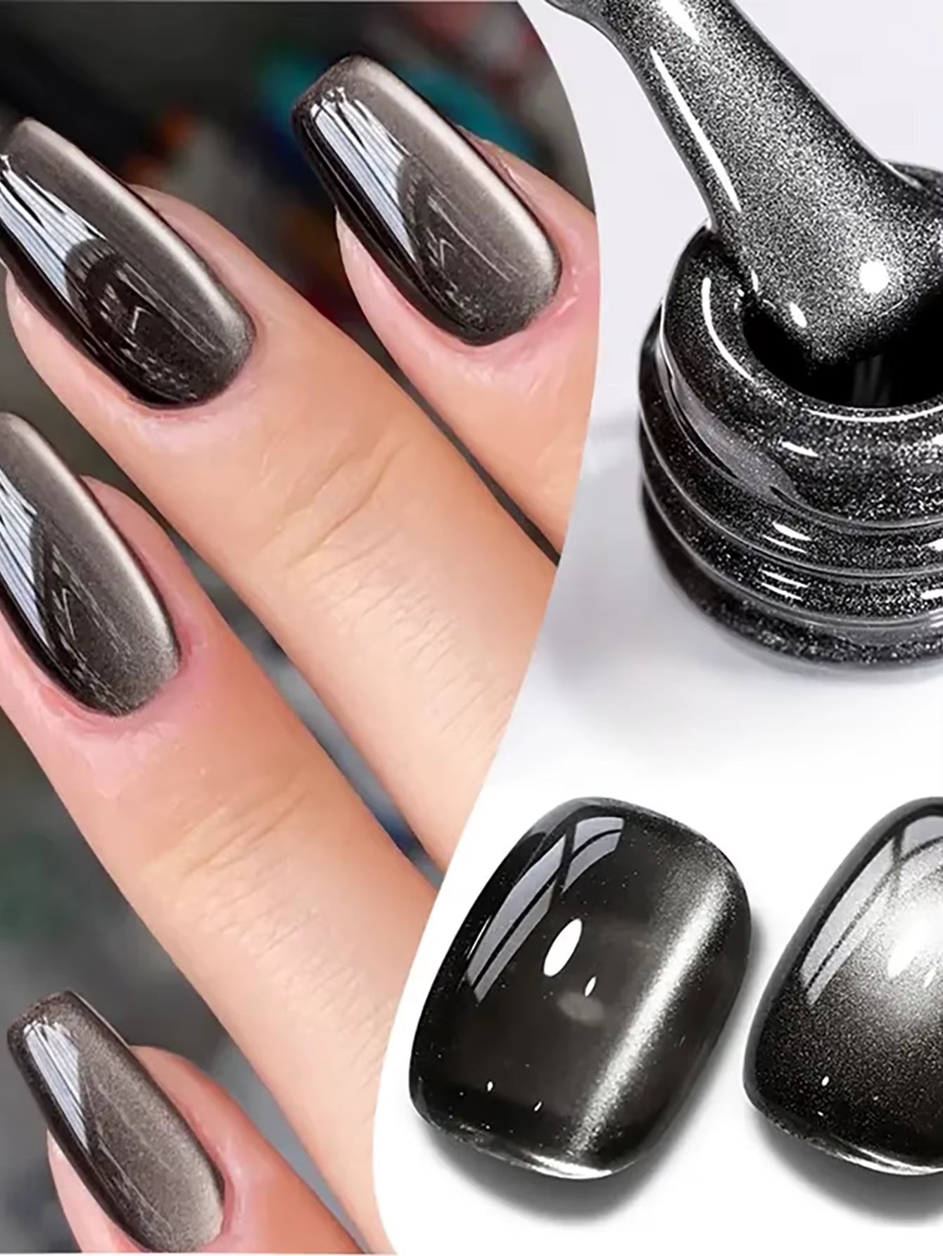 1-24Pcs WS Autumn Winter Nails Popular Black Cat Eye Gel Nail Polish Fashionable Flash Glass Beads Cat'S Eye Nail Salon Nail Art
