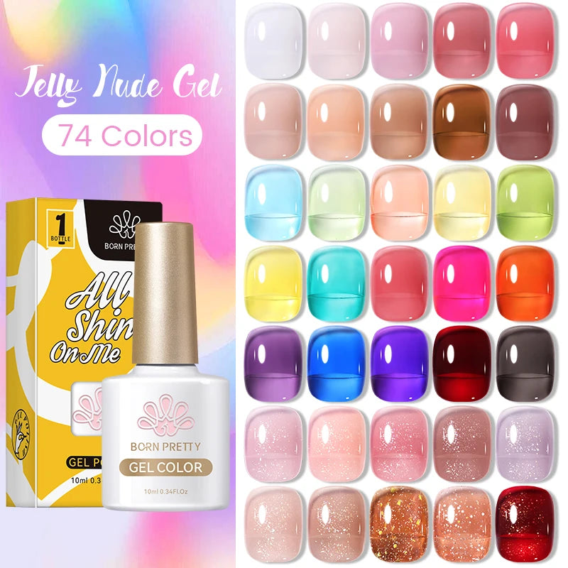 10Ml Translucent Jelly Nude Gel Nail Polish Colorful Varnish Semi Permanent UV LED Nail Art Manicure Gel