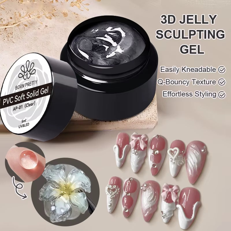 15Ml Clear Non Stick Hand Extension Gel 3D Shaping Sculpting Carving Nail Art Solid Hard Gel for Fake Nail
