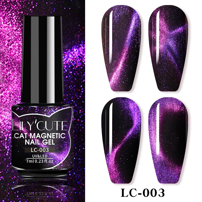 7ML 3 in 1 Platinum Rose Gold Cat Magnetic Gel Nail Polish Moonlight Magnetic Gel Varnish Glitter Semi Permanent UV Gel