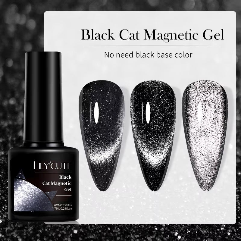 7ML 3 in 1 Platinum Rose Gold Cat Magnetic Gel Nail Polish Moonlight Magnetic Gel Varnish Glitter Semi Permanent UV Gel