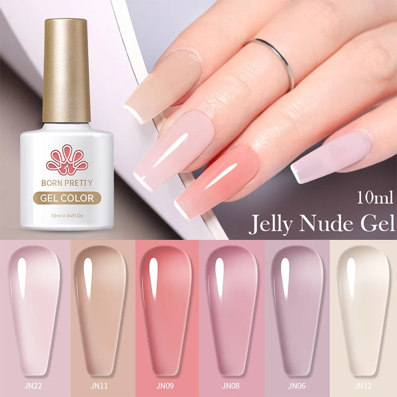 10Ml Translucent Jelly Nude Gel Nail Polish Colorful Varnish Semi Permanent UV LED Nail Art Manicure Gel