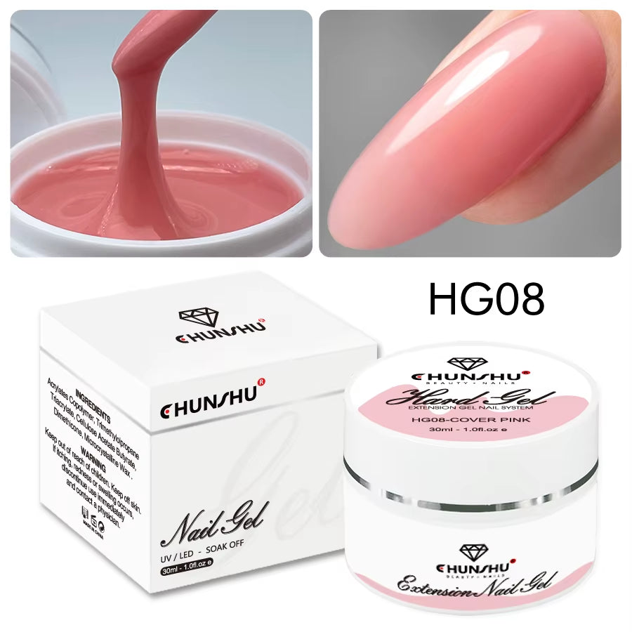 30ML Hard Gel for Nail Extension Milky White Builder Constructor Gel Self Leveling Reinforcement Nail Gels Camouflage Manicure