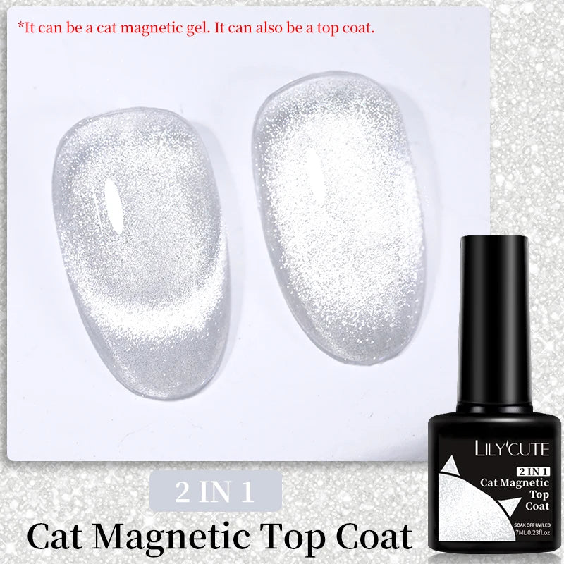7ML 3 in 1 Platinum Rose Gold Cat Magnetic Gel Nail Polish Moonlight Magnetic Gel Varnish Glitter Semi Permanent UV Gel