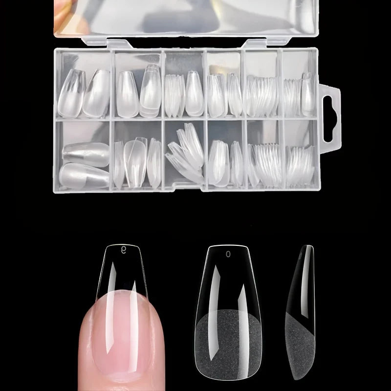 120Pcs Full Cover Press on Nail Tips Stiletto Almond Square Coffin French False Fake Soak off Gel Nail Extension Tips Capsule