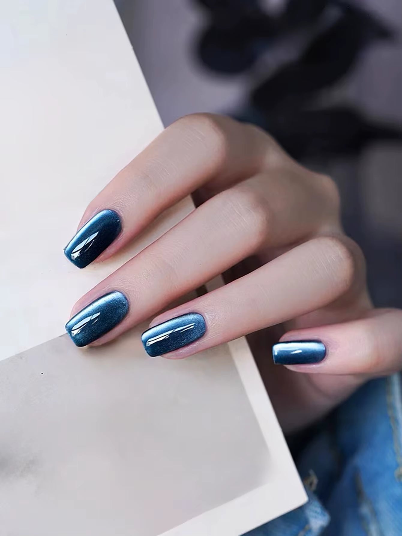 1-24Pcs WS Autumn Winter Nails Popular Black Cat Eye Gel Nail Polish Fashionable Flash Glass Beads Cat'S Eye Nail Salon Nail Art