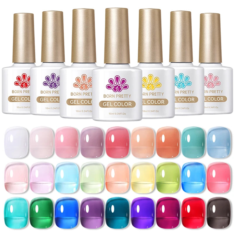 10Ml Translucent Jelly Nude Gel Nail Polish Colorful Varnish Semi Permanent UV LED Nail Art Manicure Gel