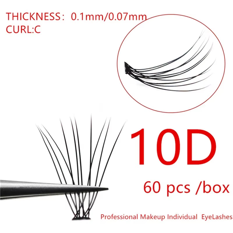 10D Mink Eyelash Extension 1 Box/60 Bunches Natural Eyelash 3D Russian Individual Eyelash Cluster Makeup Tool Lashes Wholesale