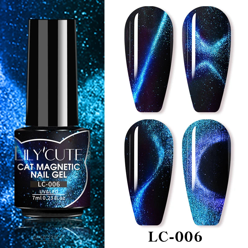 7ML 3 in 1 Platinum Rose Gold Cat Magnetic Gel Nail Polish Moonlight Magnetic Gel Varnish Glitter Semi Permanent UV Gel