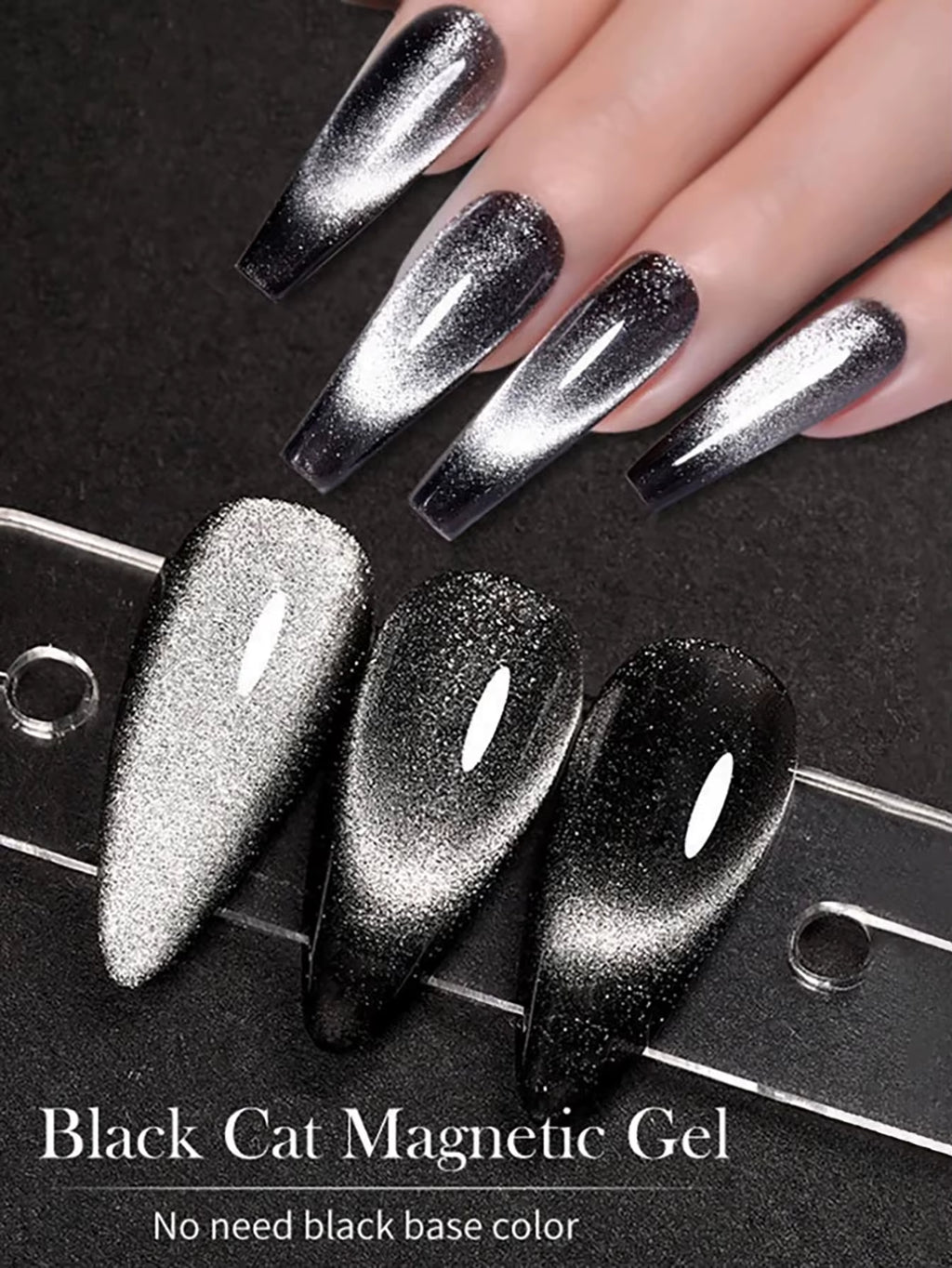 1-24Pcs WS Autumn Winter Nails Popular Black Cat Eye Gel Nail Polish Fashionable Flash Glass Beads Cat'S Eye Nail Salon Nail Art