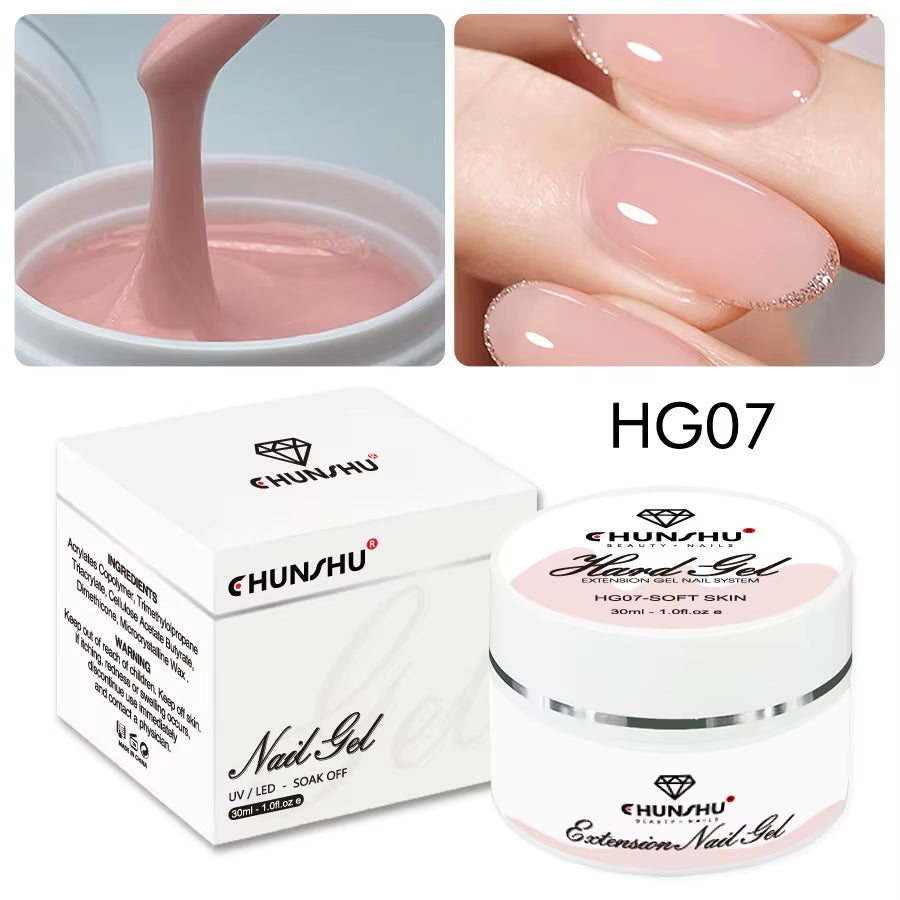 30ML Hard Gel for Nail Extension Milky White Builder Constructor Gel Self Leveling Reinforcement Nail Gels Camouflage Manicure