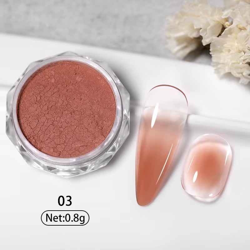 Aurora Pearl White Nails Glitter Dust Moonlight White Rubbing on Powder Shell Pigment Nail Art Supplies Decoration