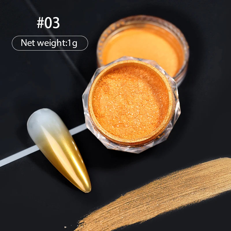 Aurora Pearl White Nails Glitter Dust Moonlight White Rubbing on Powder Shell Pigment Nail Art Supplies Decoration