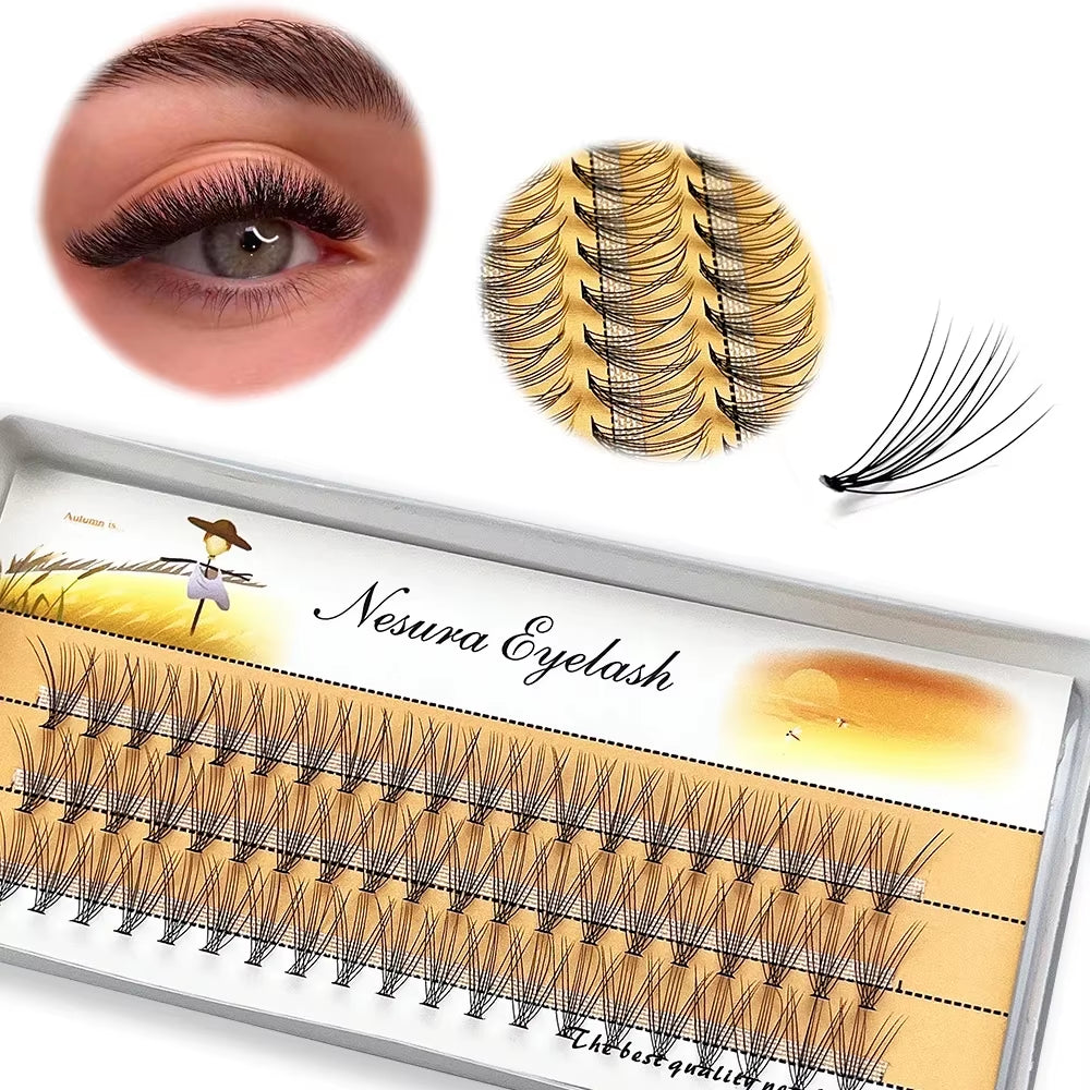 10D Mink Eyelash Extension 1 Box/60 Bunches Natural Eyelash 3D Russian Individual Eyelash Cluster Makeup Tool Lashes Wholesale