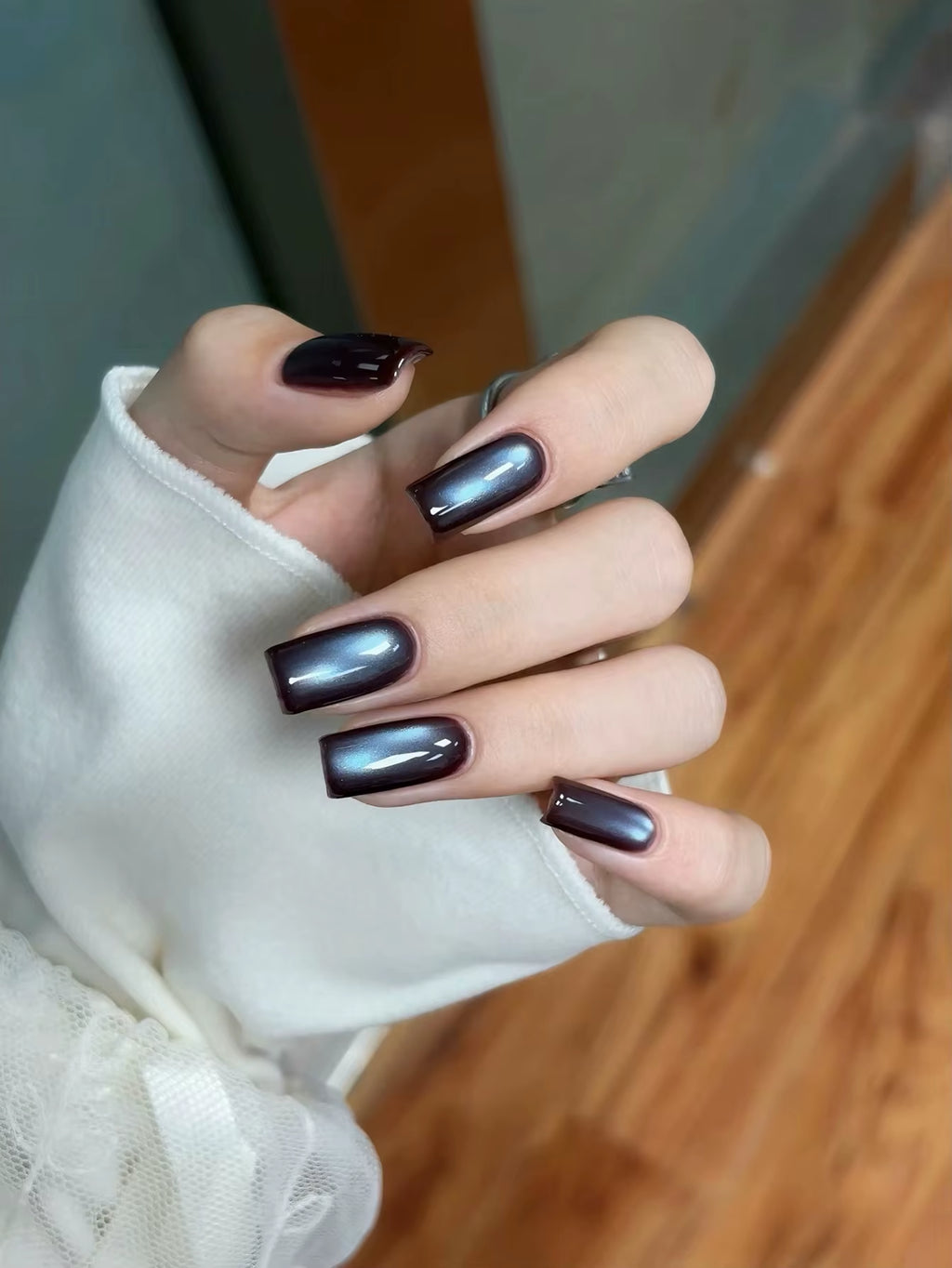 1-24Pcs WS Autumn Winter Nails Popular Black Cat Eye Gel Nail Polish Fashionable Flash Glass Beads Cat'S Eye Nail Salon Nail Art