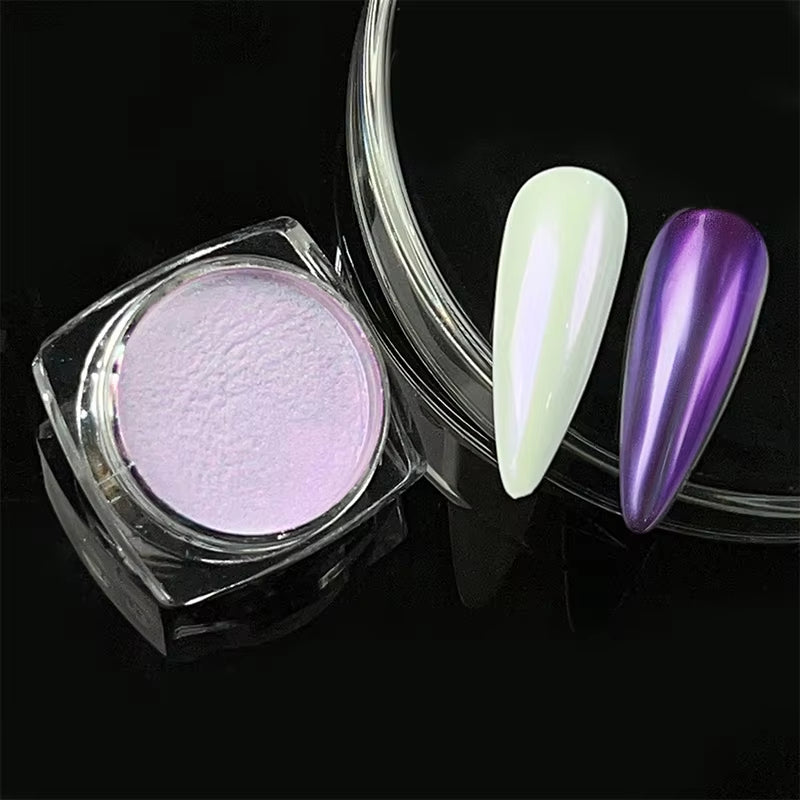 Aurora Pearl White Nails Glitter Dust Moonlight White Rubbing on Powder Shell Pigment Nail Art Supplies Decoration