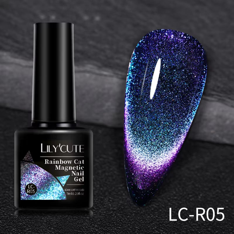 7ML 3 in 1 Platinum Rose Gold Cat Magnetic Gel Nail Polish Moonlight Magnetic Gel Varnish Glitter Semi Permanent UV Gel