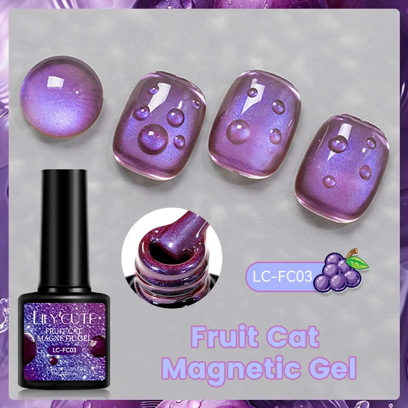 7ML 3 in 1 Platinum Rose Gold Cat Magnetic Gel Nail Polish Moonlight Magnetic Gel Varnish Glitter Semi Permanent UV Gel
