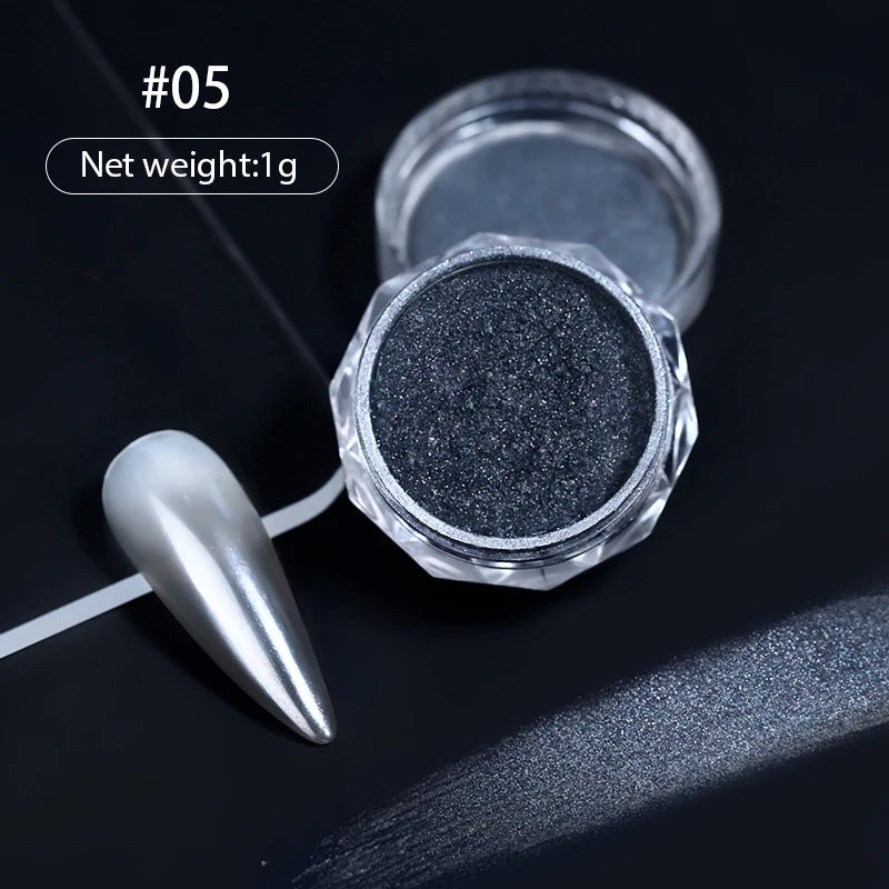 Aurora Pearl White Nails Glitter Dust Moonlight White Rubbing on Powder Shell Pigment Nail Art Supplies Decoration