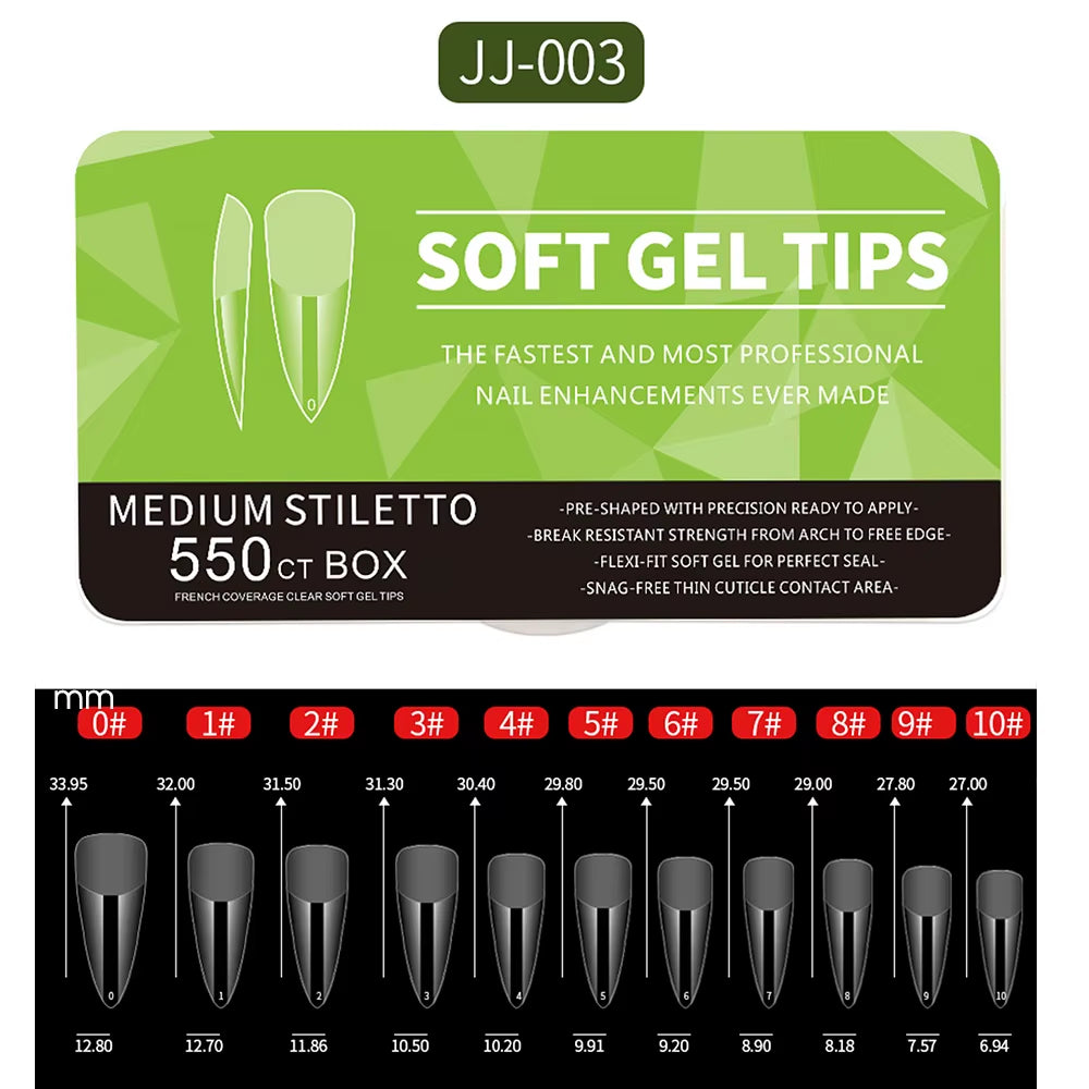550Pcs Soft Gel Nail Tips Medium Short Almond Coffin Full Cover Matte Extension Tools Acrylic Press on Nail DIY Manicure Decor