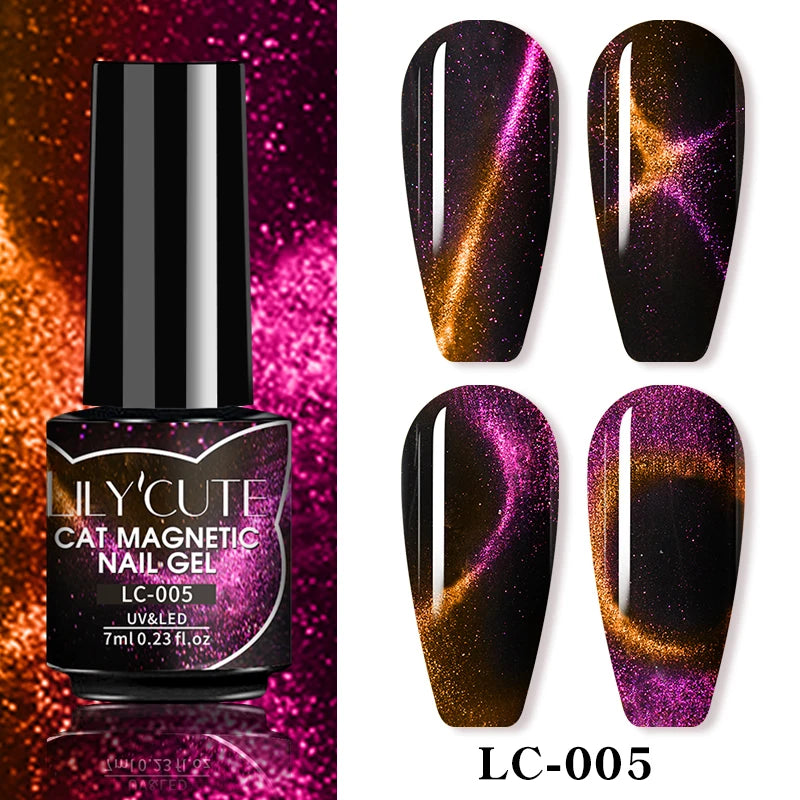 7ML 3 in 1 Platinum Rose Gold Cat Magnetic Gel Nail Polish Moonlight Magnetic Gel Varnish Glitter Semi Permanent UV Gel