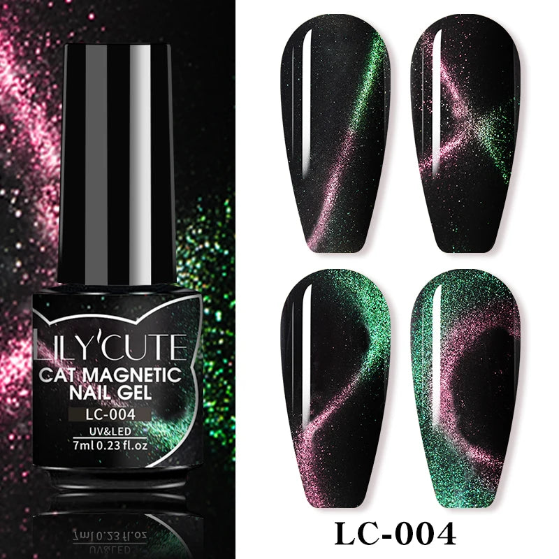 7ML 3 in 1 Platinum Rose Gold Cat Magnetic Gel Nail Polish Moonlight Magnetic Gel Varnish Glitter Semi Permanent UV Gel