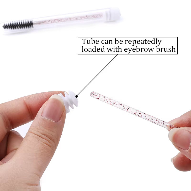 50/100Pcs Diamond Eyebrow Brush Tube Disposable Eyelash Brush Reusable Crystal Eyelash Brush Replaceable Dust-Proof Makeup Sets