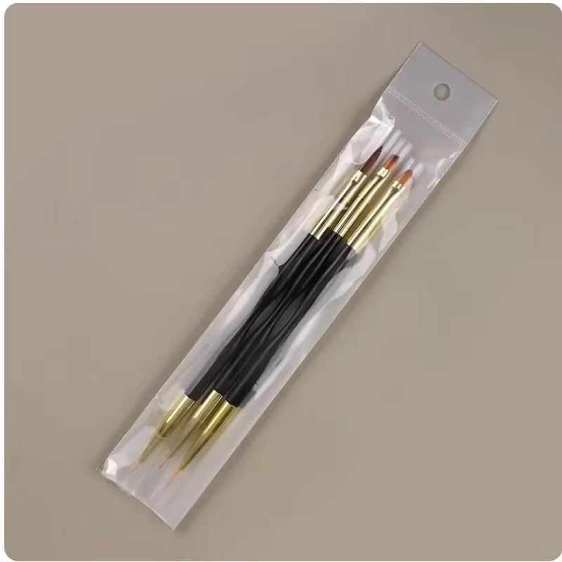 3 Pcs Manicure Brushes Dual Use Gel Gradient Brush Pinceles Ultra Thin Line Drawing Pen Dual End Nail Art Design Painting Tools