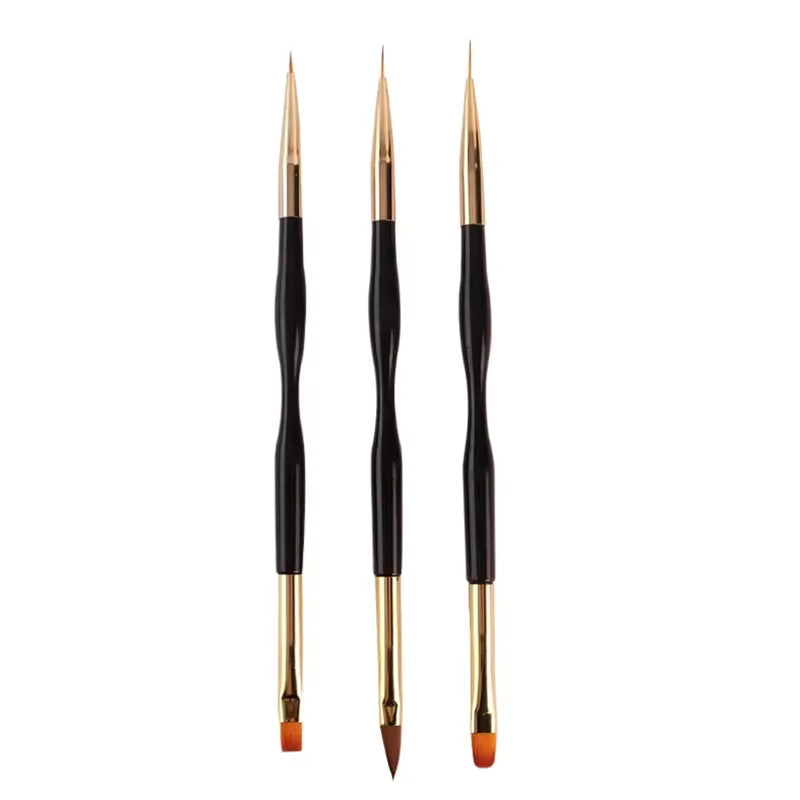 3 Pcs Manicure Brushes Dual Use Gel Gradient Brush Pinceles Ultra Thin Line Drawing Pen Dual End Nail Art Design Painting Tools