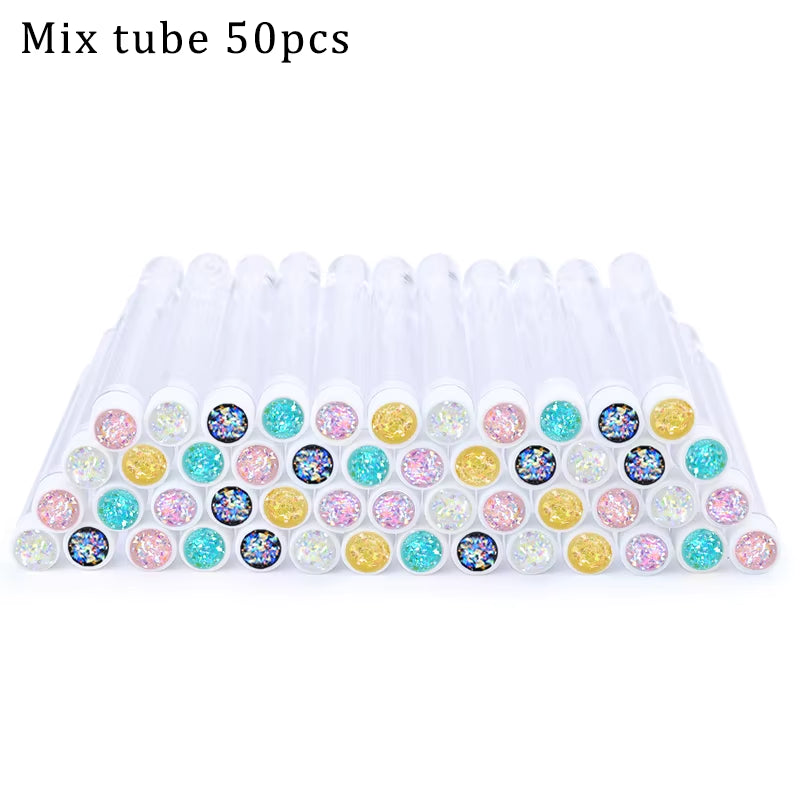 50/100Pcs Diamond Eyebrow Brush Tube Disposable Eyelash Brush Reusable Crystal Eyelash Brush Replaceable Dust-Proof Makeup Sets