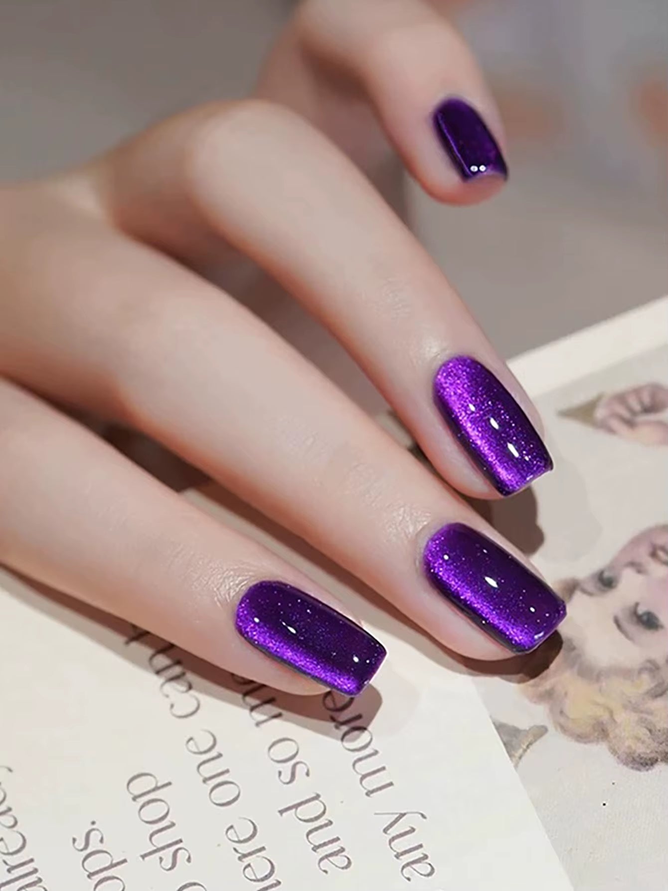 1-24Pcs WS Autumn Winter Nails Popular Black Cat Eye Gel Nail Polish Fashionable Flash Glass Beads Cat'S Eye Nail Salon Nail Art