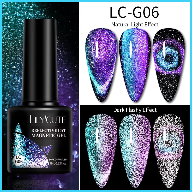 7ML 3 in 1 Platinum Rose Gold Cat Magnetic Gel Nail Polish Moonlight Magnetic Gel Varnish Glitter Semi Permanent UV Gel