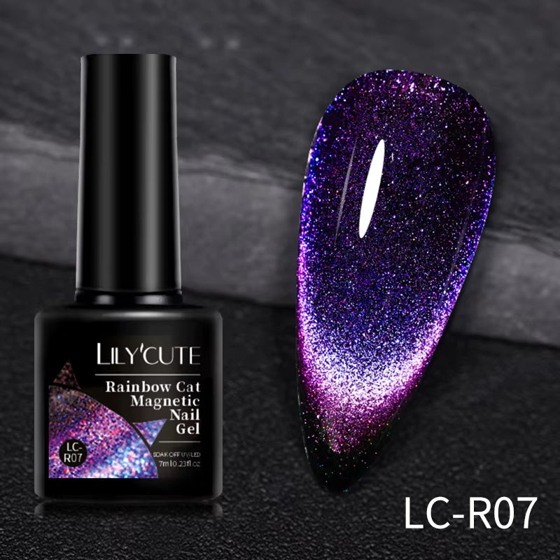 7ML 3 in 1 Platinum Rose Gold Cat Magnetic Gel Nail Polish Moonlight Magnetic Gel Varnish Glitter Semi Permanent UV Gel