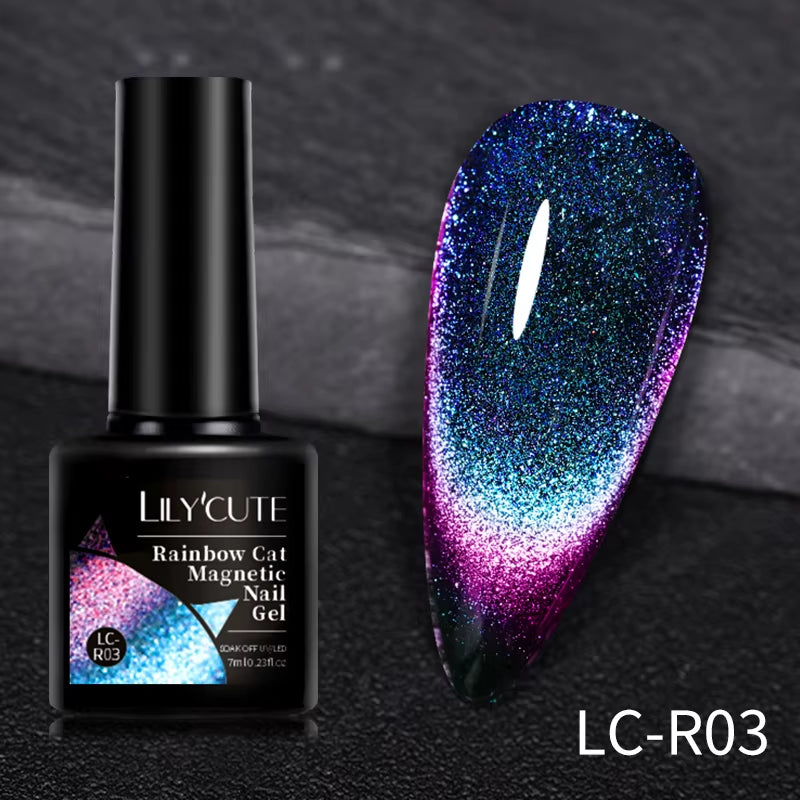 7ML 3 in 1 Platinum Rose Gold Cat Magnetic Gel Nail Polish Moonlight Magnetic Gel Varnish Glitter Semi Permanent UV Gel