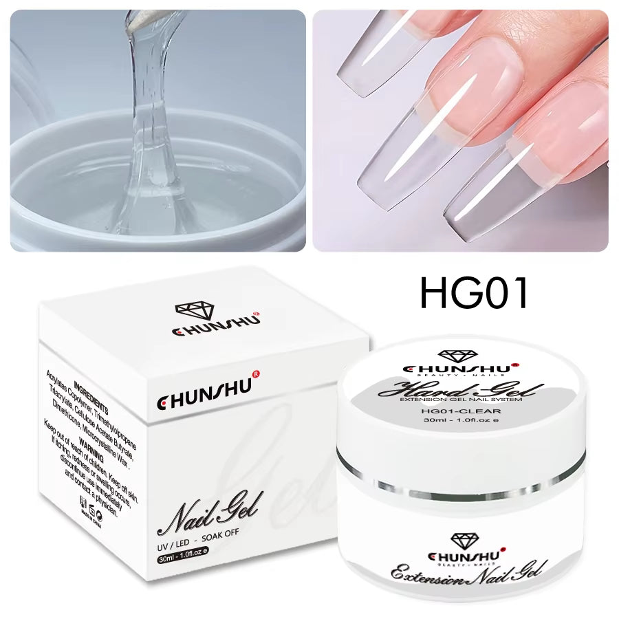 30ML Hard Gel for Nail Extension Milky White Builder Constructor Gel Self Leveling Reinforcement Nail Gels Camouflage Manicure
