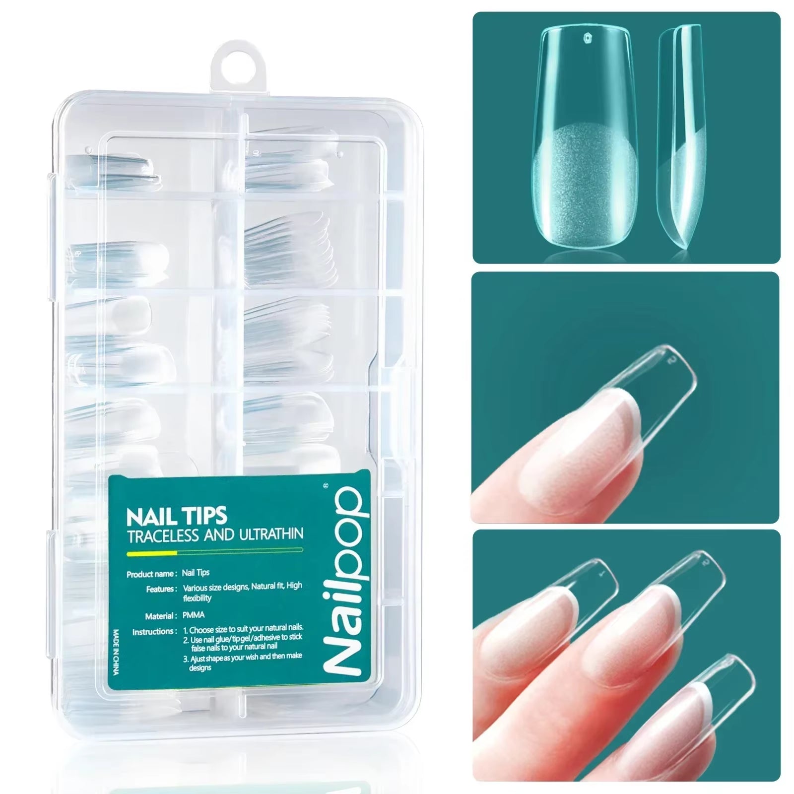 120Pcs/Box Gel X Nail Tips Medium Short Shape Almond/Square/Soft Gel Nail Tips False Nails Soak off Easy Nail Extensions