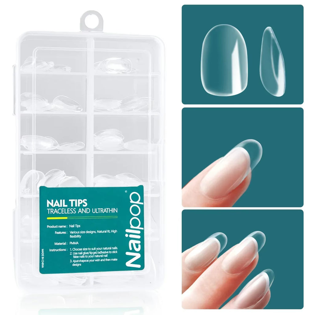120Pcs/Box Gel X Nail Tips Medium Short Shape Almond/Square/Soft Gel Nail Tips False Nails Soak off Easy Nail Extensions
