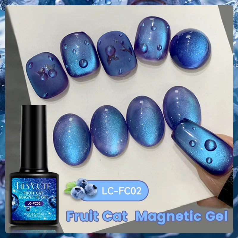 7ML 3 in 1 Platinum Rose Gold Cat Magnetic Gel Nail Polish Moonlight Magnetic Gel Varnish Glitter Semi Permanent UV Gel