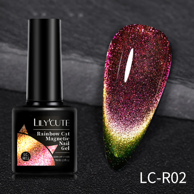 7ML 3 in 1 Platinum Rose Gold Cat Magnetic Gel Nail Polish Moonlight Magnetic Gel Varnish Glitter Semi Permanent UV Gel